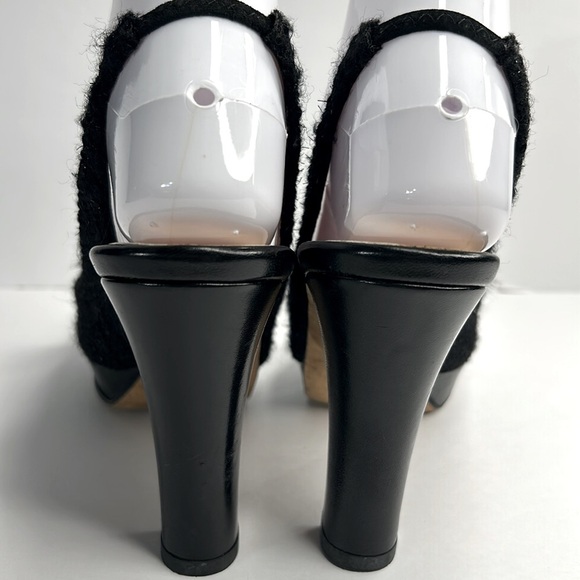 KATE SPADE Galore Black Boucle Tweed Mink Fur Bow Slingback Peep‎ Toe Heels Pump - Picture 9 of 17